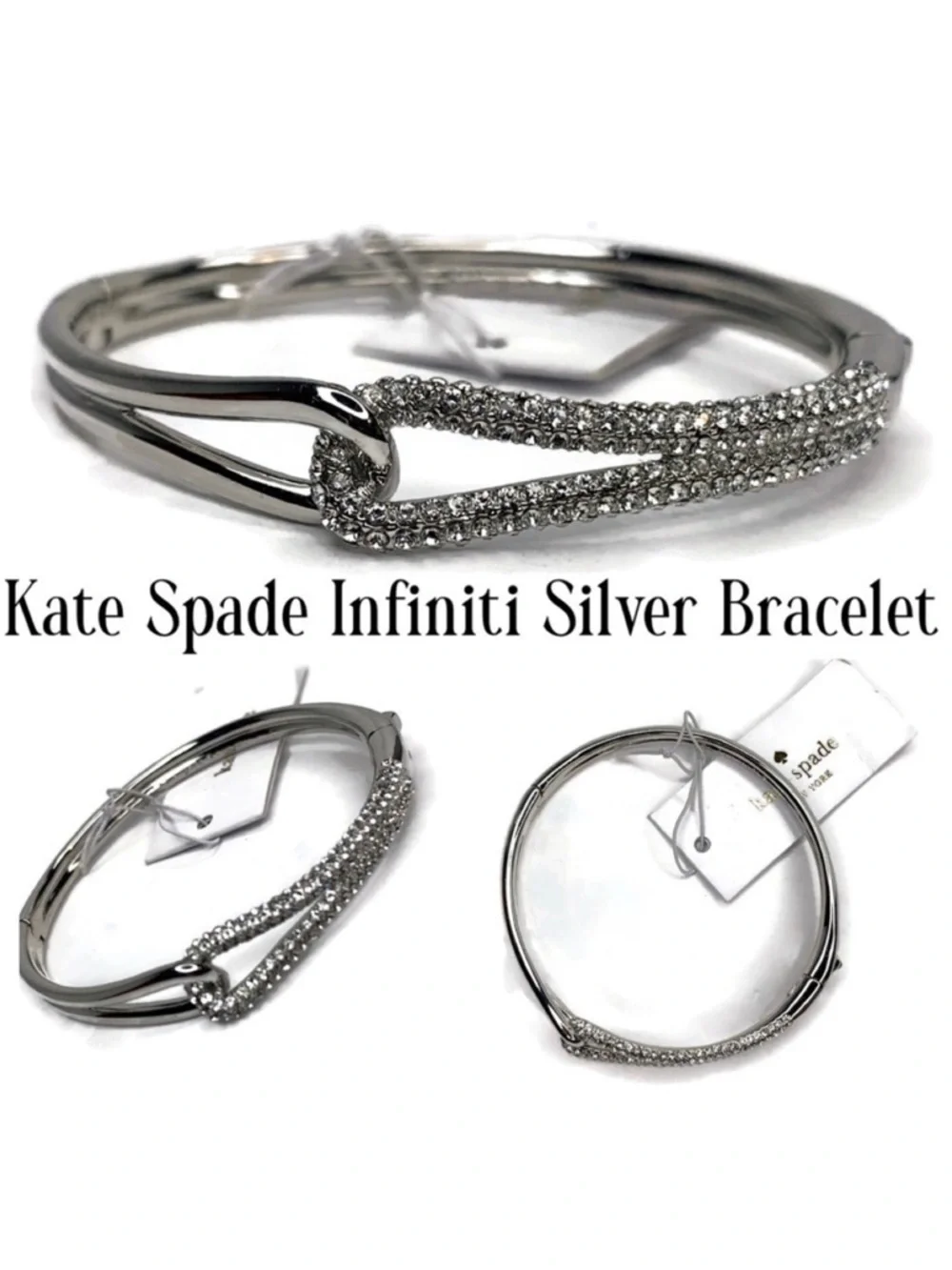 Kate Spade Silver Crystal Infiniti Bracelet NWT - Picture 1 of 5